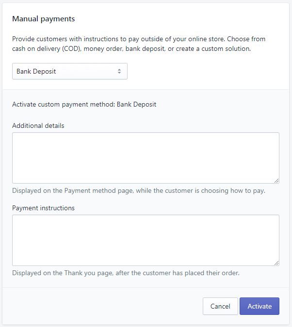Shopify havale ile ödeme alma